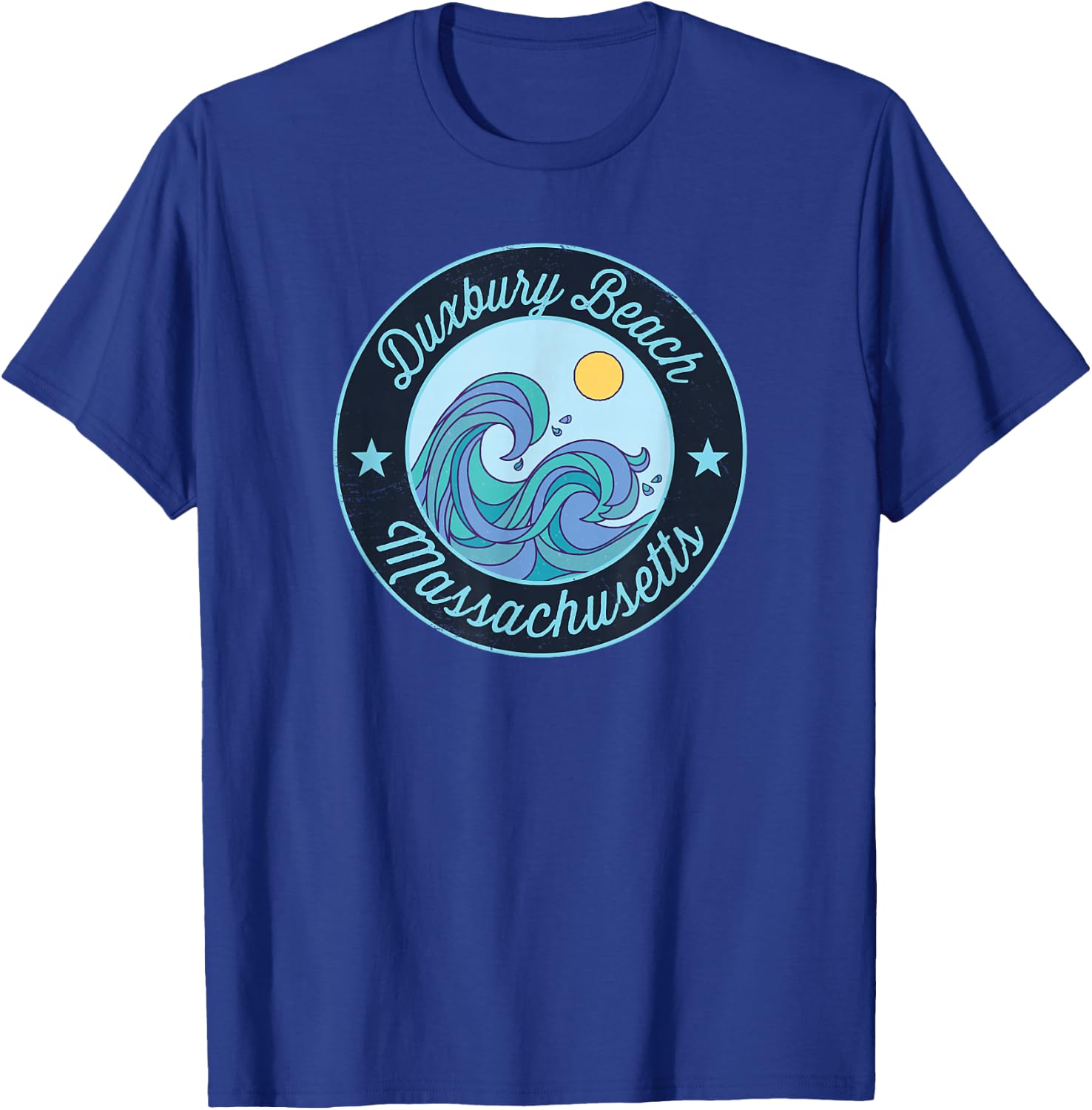 Duxbury Beach MA Massachusetts Souvenir Nautical Surfer Grap T-Shirt - T-Shirt | Royal