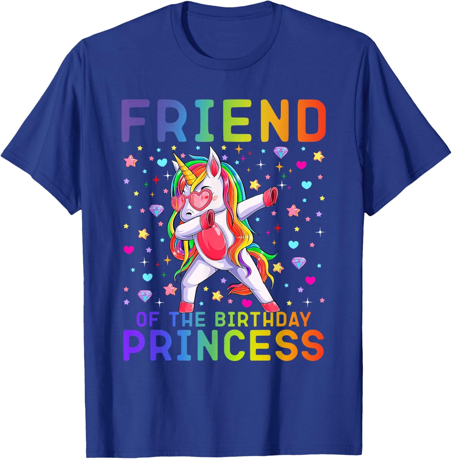 Friend of the Birthday Princess Dabbing Unicorn Rainbow Kids T-Shirt - T-Shirt | Royal