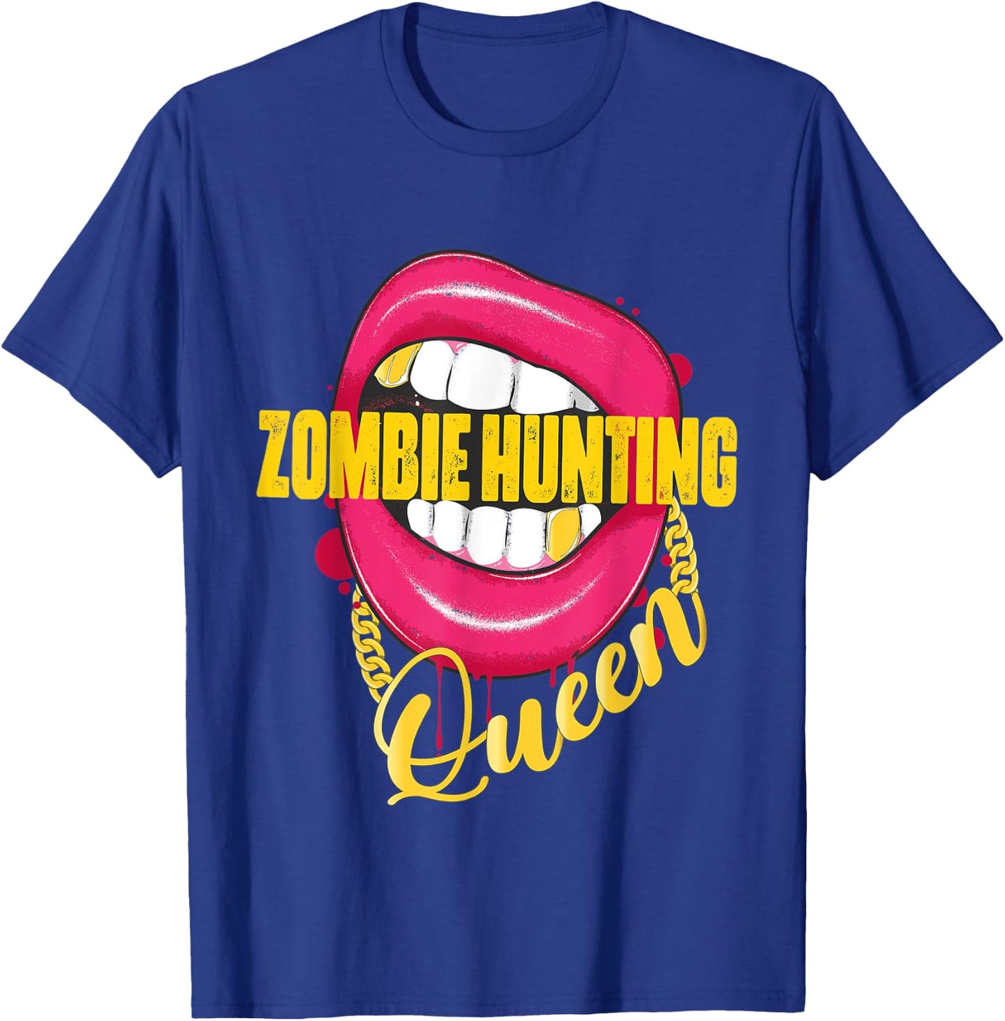 Zombie Hunting Queen Golden Necklace Zombie Hunter T-Shirt - T-Shirt | Royal