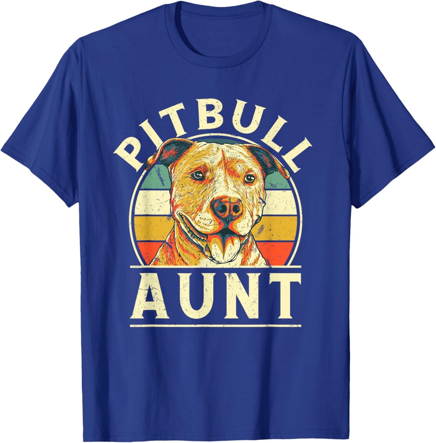 Pitbull Aunt Retro Auntie Vintage Aunty Dog Breed Dog Theme T-Shirt - T-Shirt | Royal