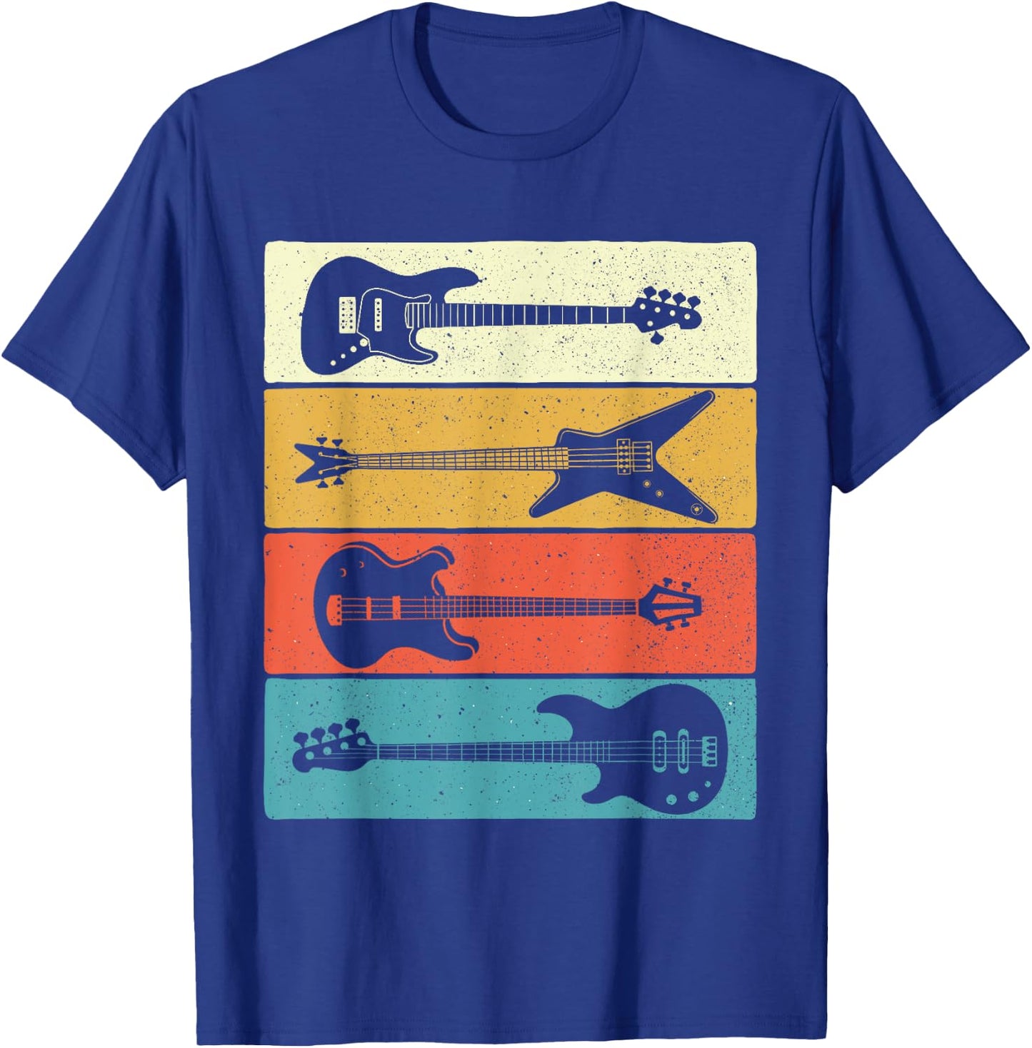 Retro Vintage Guitars - Bass Guitar Music Lover Bassist T-Shirt - T-Shirt | Royal