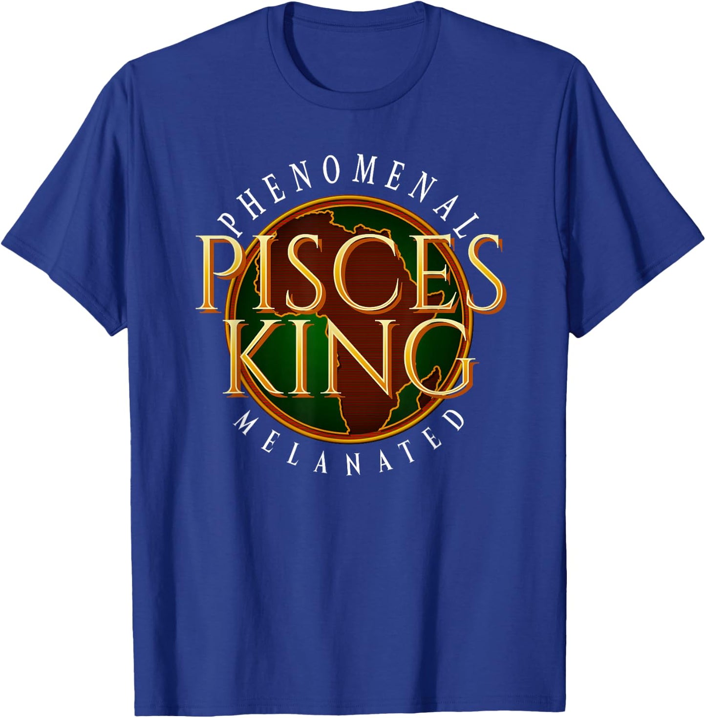 Pisces King Black Man African American T-Shirt - T-Shirt | Royal