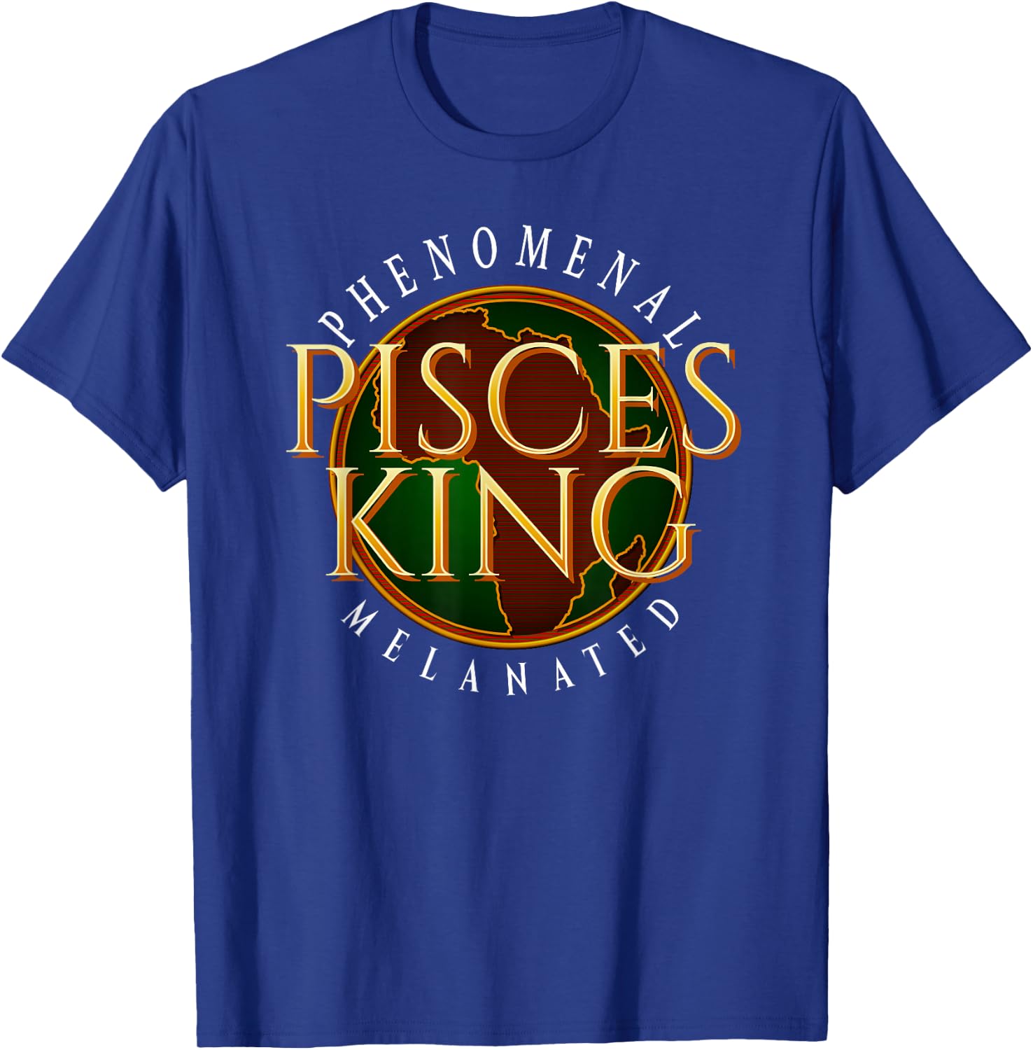 Pisces King Black Man African American T-Shirt - T-Shirt | Royal