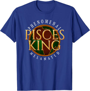 Pisces King Black Man African American T-Shirt - T-Shirt | Royal