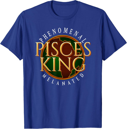 Pisces King Black Man African American T-Shirt - T-Shirt | Royal
