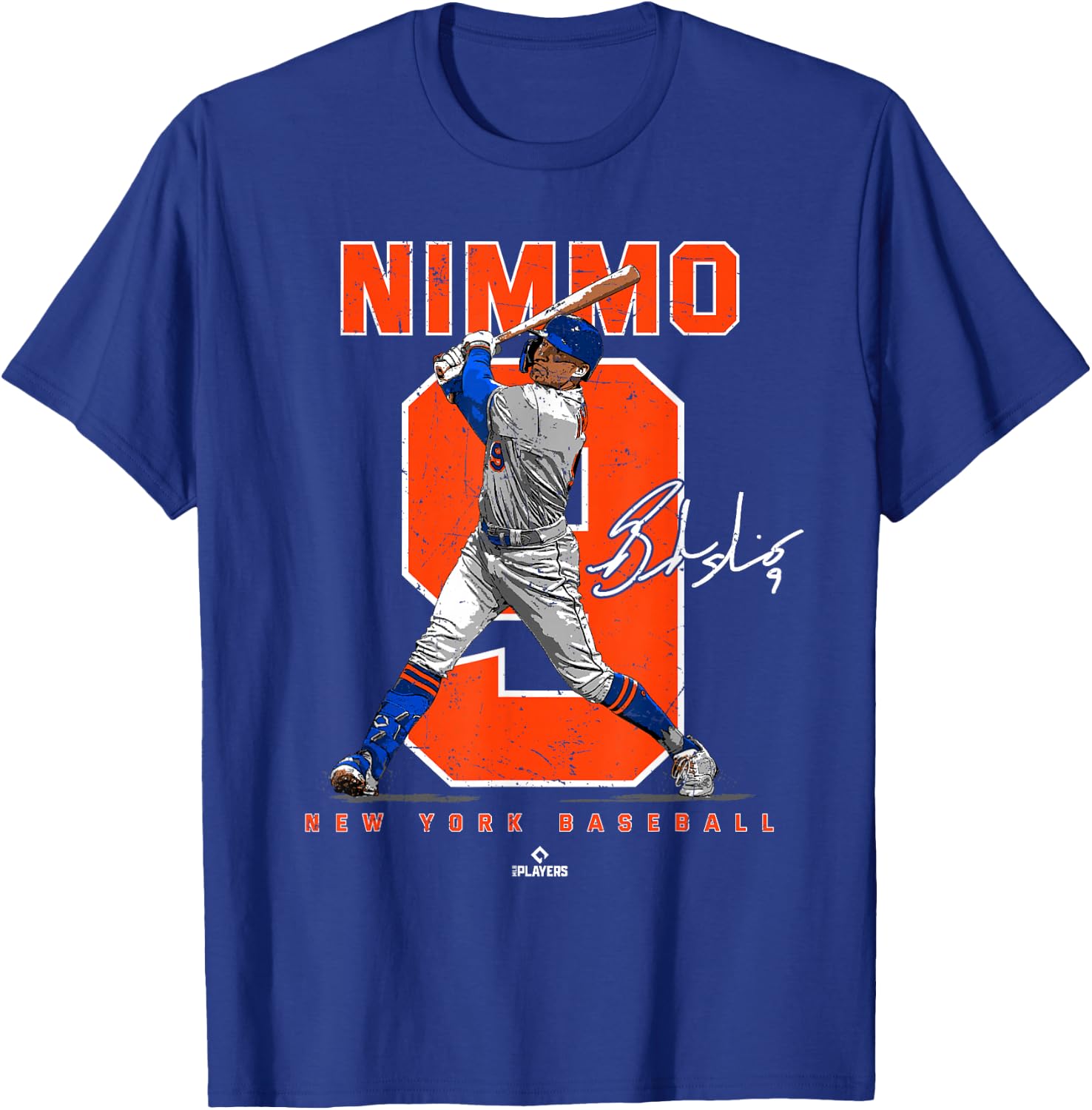 Number and Portrait Brandon Nimmo New York MLBPA T-Shirt - T-Shirt | Royal