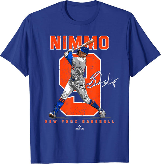 Number and Portrait Brandon Nimmo New York MLBPA T-Shirt - T-Shirt | Royal