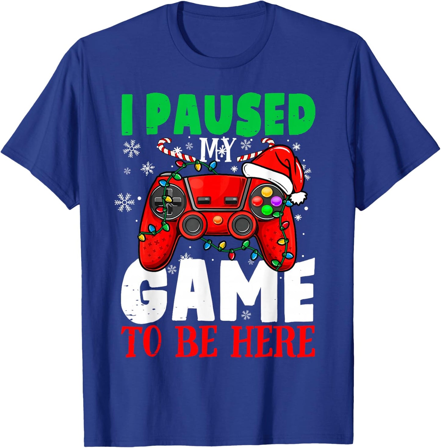 I Paused My Game To Be Here Christmas Holiday Gamer Kid Boys T-Shirt - T-Shirt | Royal