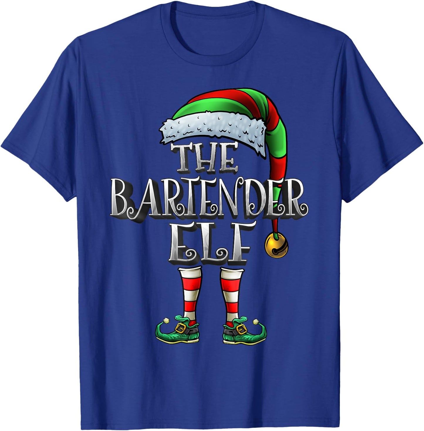 Bartender Elf Shirt Matching Family Bartender Christmas Elf T-Shirt - T-Shirt | Royal