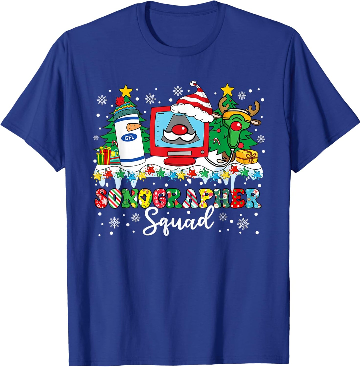 Sonographer Squad Ultrasound Machine Santa Hat Christmas T-Shirt - T-Shirt | Royal