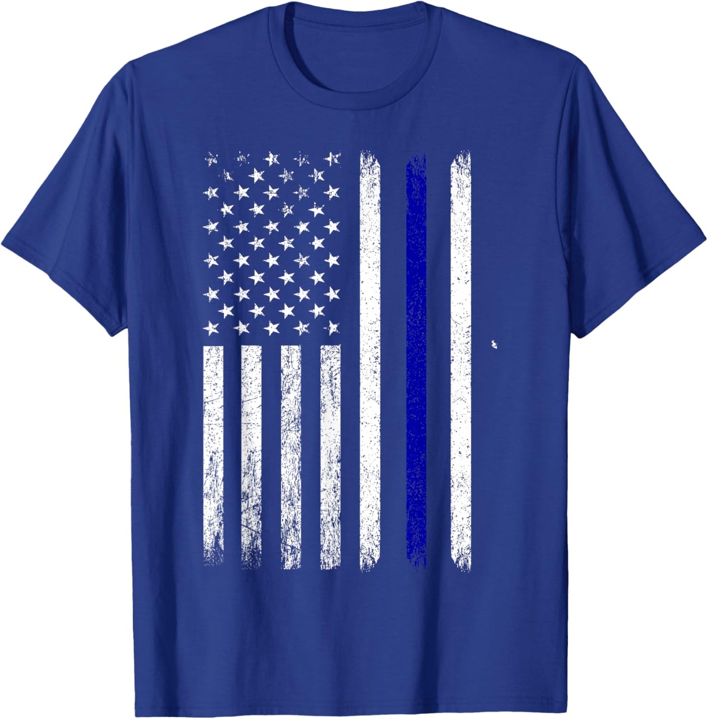 Police Thin Blue Line Flag USA American Patriotic T-Shirt - T-Shirt | Royal