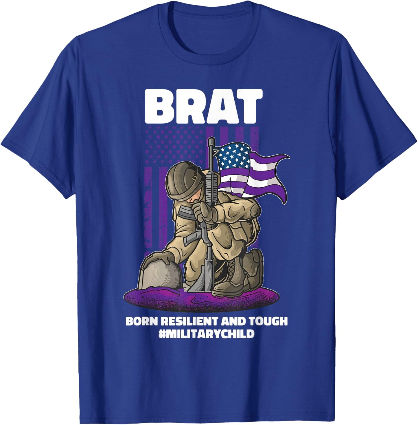 Military Child Boy Girls Brat Born Resilient And Tough T-Shirt - T-Shirt | Royal