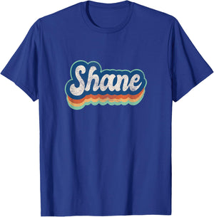 Shane First Name Boy Vintage Style 70s 80s Personalized T-Shirt - T-Shirt | Royal