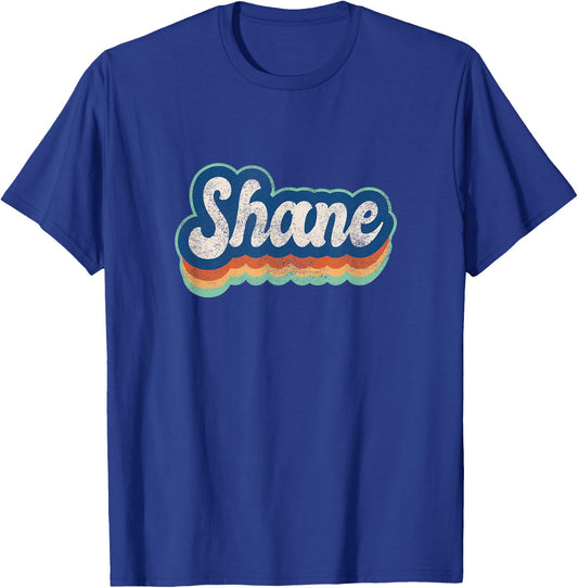 Shane First Name Boy Vintage Style 70s 80s Personalized T-Shirt - T-Shirt | Royal