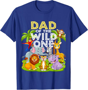 Dad Of The Wild One 1st Birthday Zoo Animal Safari Jungle T-Shirt - T-Shirt | Royal