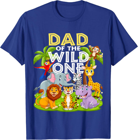 Dad Of The Wild One 1st Birthday Zoo Animal Safari Jungle T-Shirt - T-Shirt | Royal