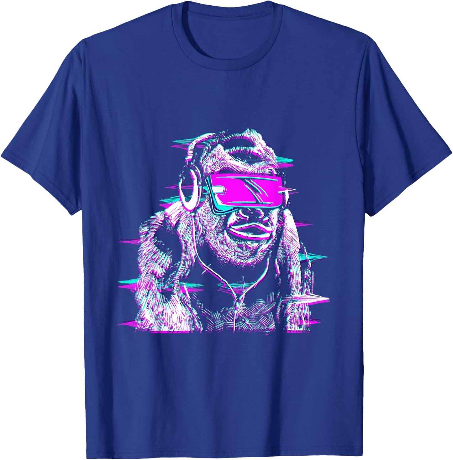 VR and VR Gamer with virtual reality and monkey T-Shirt - T-Shirt | Royal