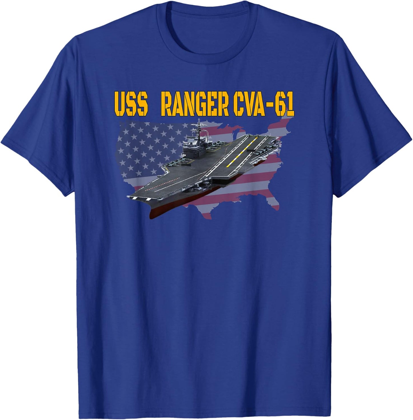 Aircraft Carrier USS Ranger CVA-61 Veterans Day Father's Day T-Shirt - T-Shirt | Royal