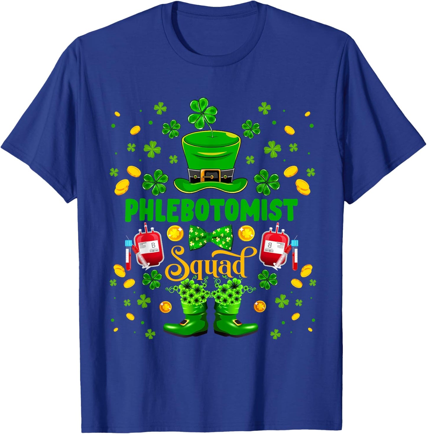 Phlebotomist Squad St. Patrick's Day Shamrocks Funny Family T-Shirt - T-Shirt | Royal