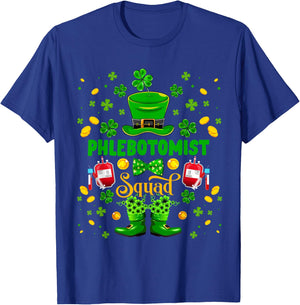Phlebotomist Squad St. Patrick's Day Shamrocks Funny Family T-Shirt - T-Shirt | Royal