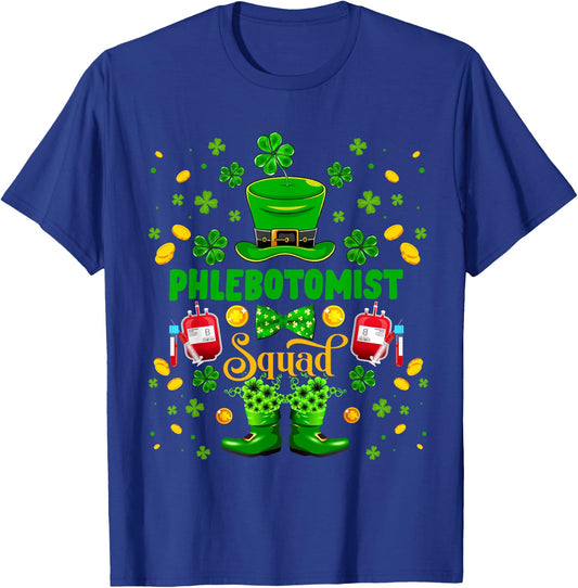 Phlebotomist Squad St. Patrick's Day Shamrocks Funny Family T-Shirt - T-Shirt | Royal