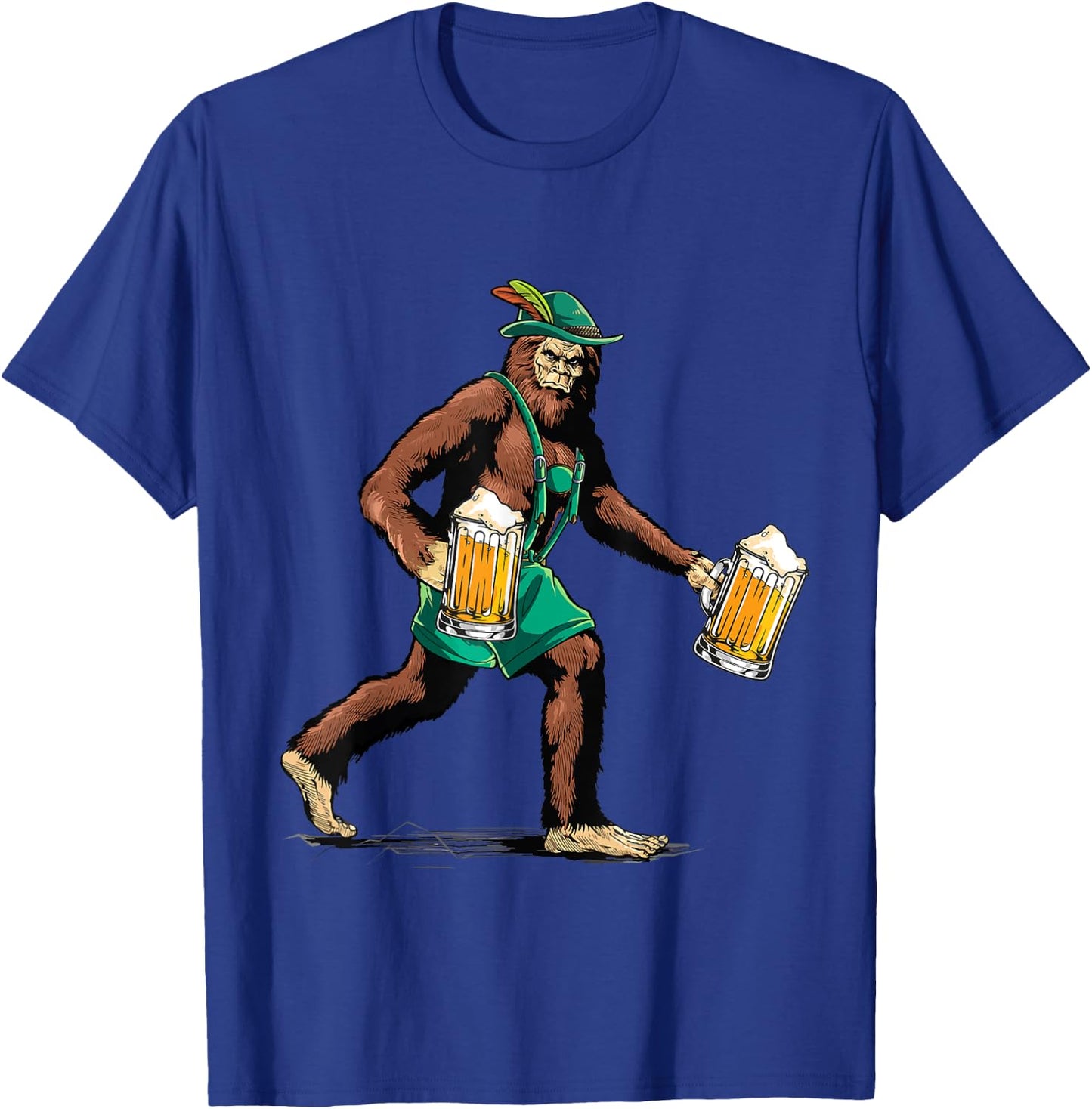 Bigfoot Lederhosen Prost Beer Mug Funny Ape Art Animal Lover T-Shirt - T-Shirt | Royal