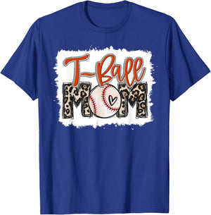T-Ball Mom Ball Leopard Print Mama Squad Orange Team T-Shirt - T-Shirt | Royal