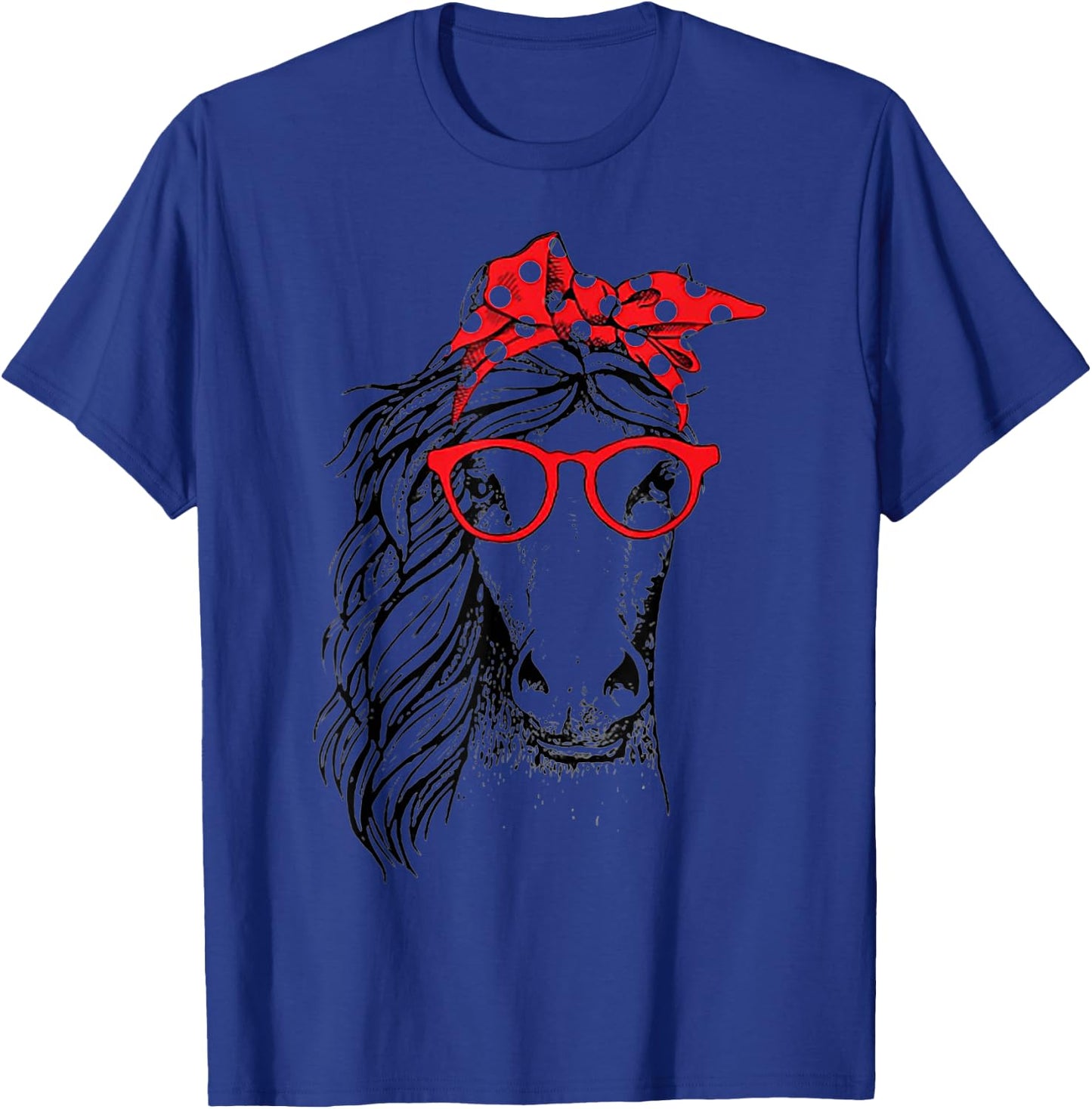 Funny Horse Bandana Buffalo Headband Plaid and Glasses T-Shirt - T-Shirt | Royal