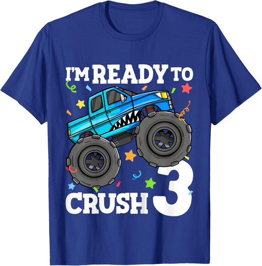 Kids Monster Truck Shark 3rd Birthday Boy Toddler 3 Three T-Shirt - T-Shirt | Royal