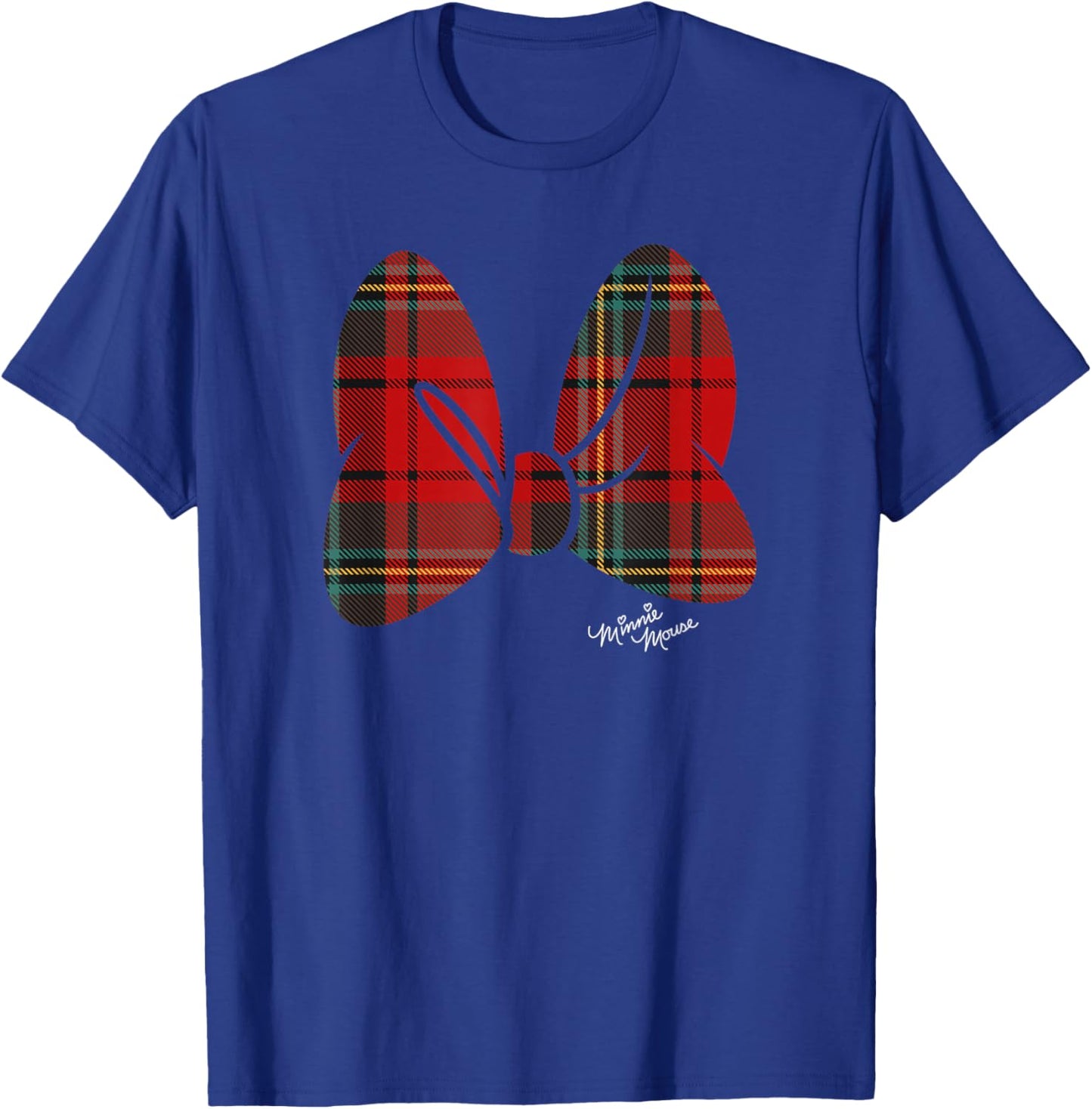 Disney Minnie Mouse Flannel Plaid Pattern Classic Bow T-Shirt - T-Shirt | Royal