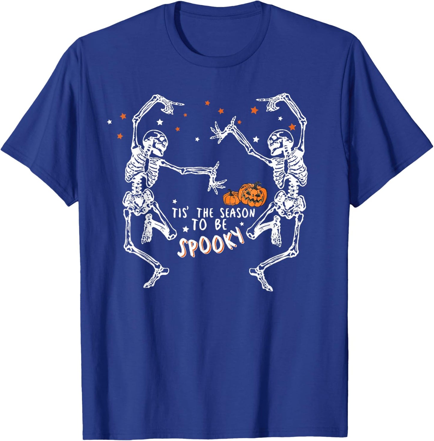 Tis The Season To Be Spooky Fall Halloween Dancing Skeleton T-Shirt - T-Shirt | Royal