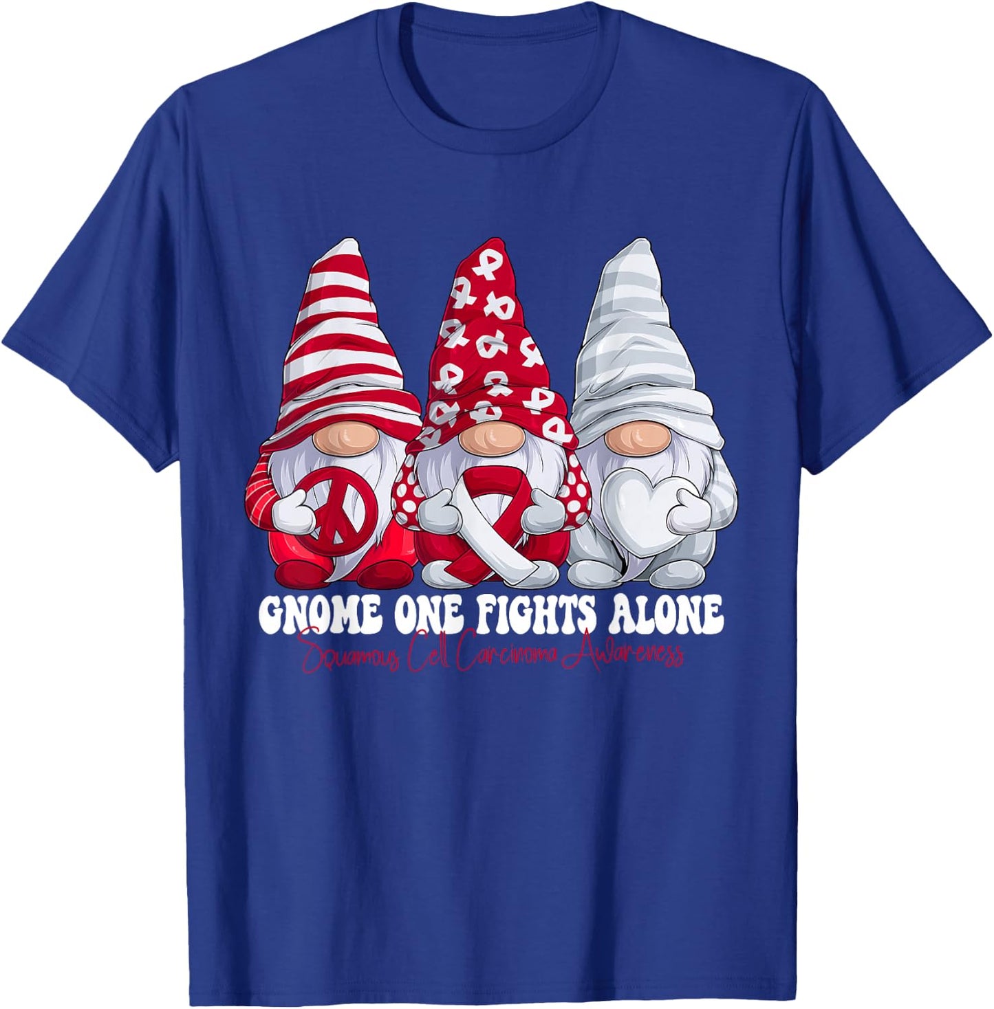 Funny Gnomies Squamous Cell Carcinoma Awareness Month Ribbon T-Shirt - T-Shirt | Royal