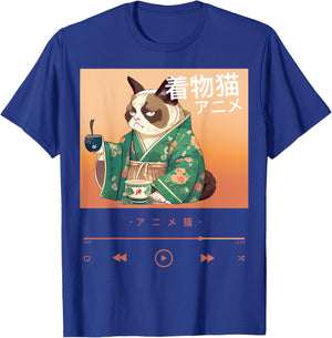 Cute Anime Cat in Colorful Japanese Outfit Men Women Kids T-Shirt - T-Shirt | Royal