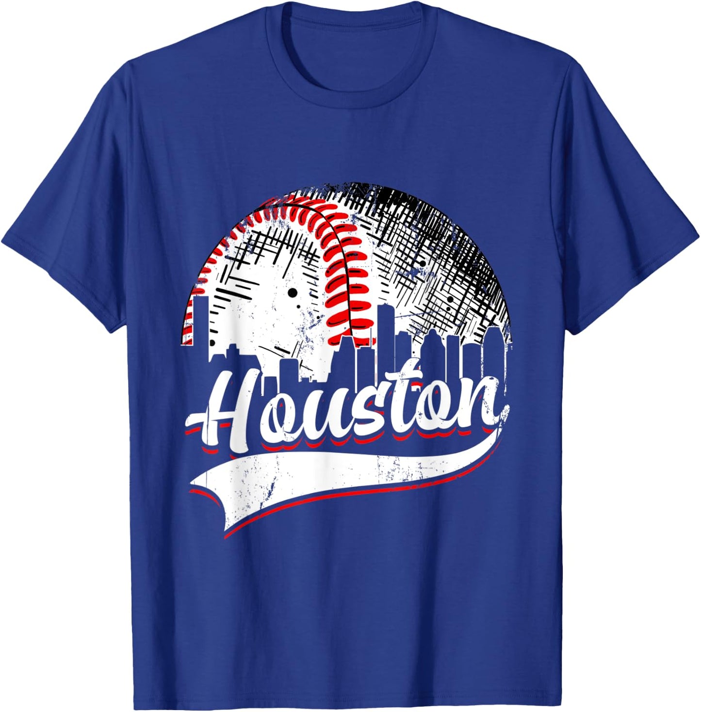 Vintage Houston Baseball Lover Men Women Game Day T-Shirt - T-Shirt | Royal