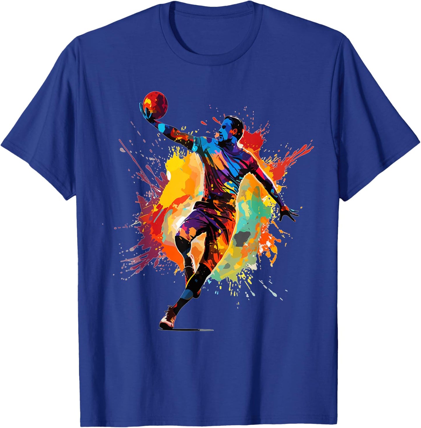 Handball player paint splash Men's handball T-Shirt - T-Shirt | Royal