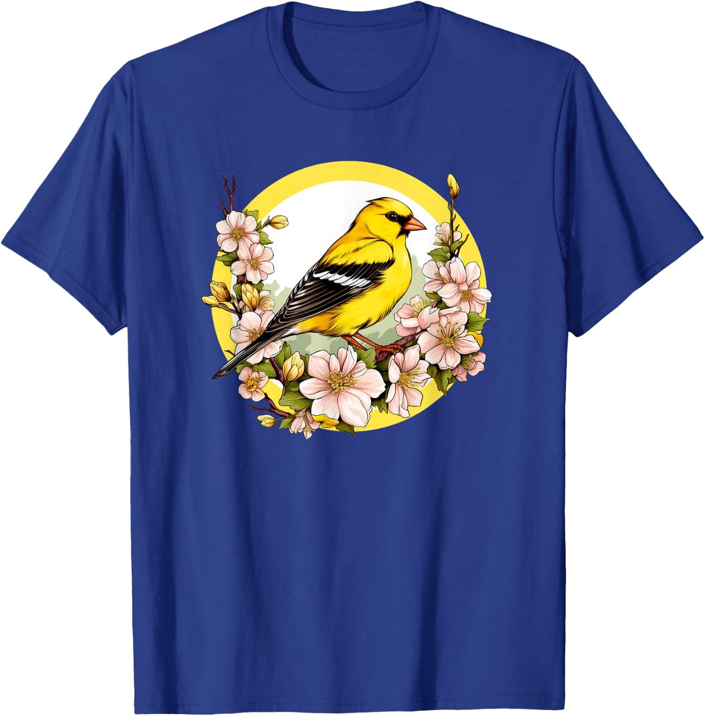 Cute Yellow Goldfinch Floral American GoldFinch T-Shirt - T-Shirt | Royal
