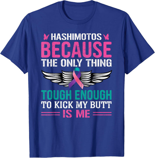 Thyroid Warrior Teal Pink Ribbon Hashimotos Cancer Awareness T-Shirt - T-Shirt | Royal