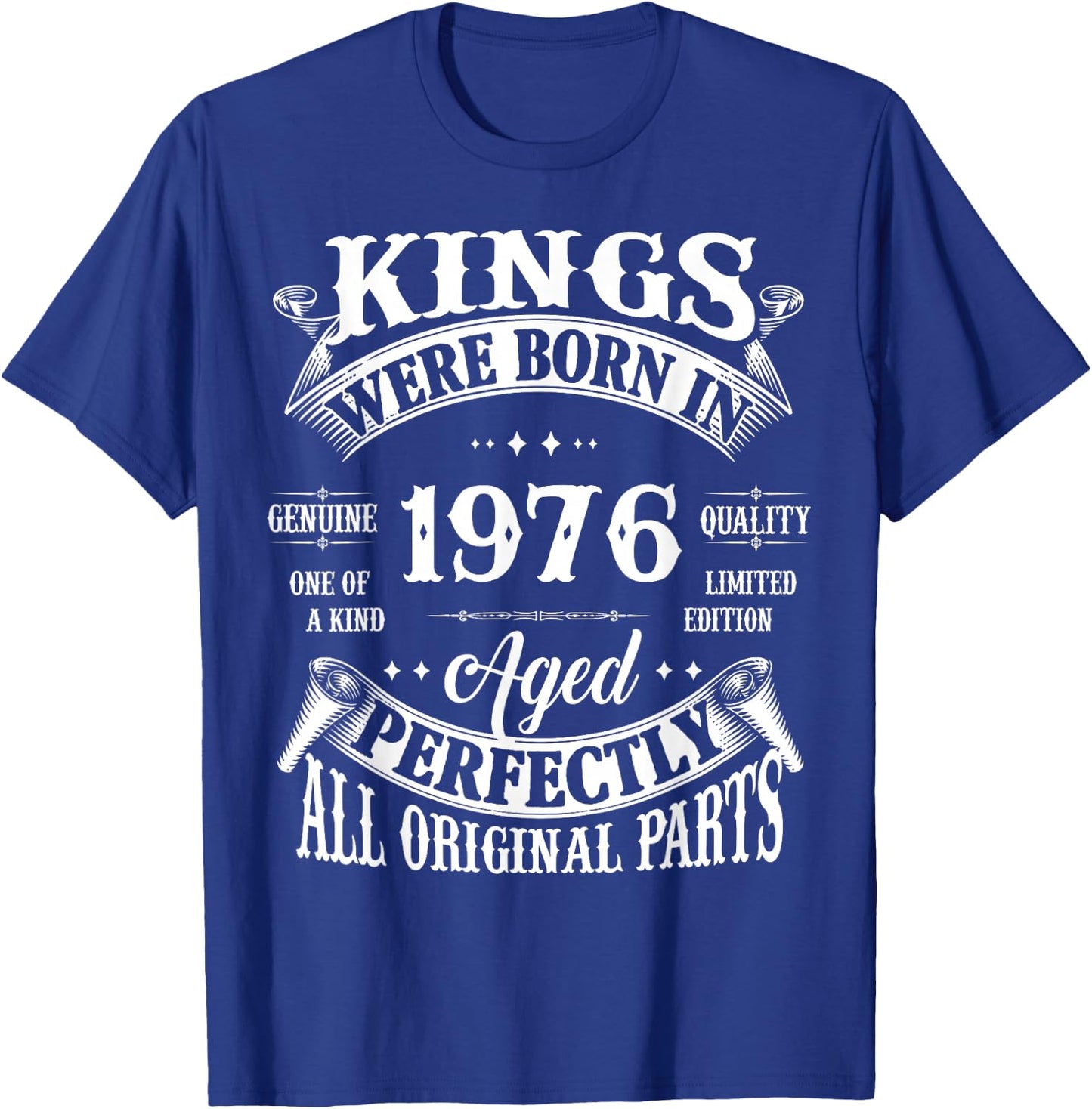 50th Birthday Gift Vintage Kings Born In 1976 50 Years Old T-Shirt - T-Shirt | Royal