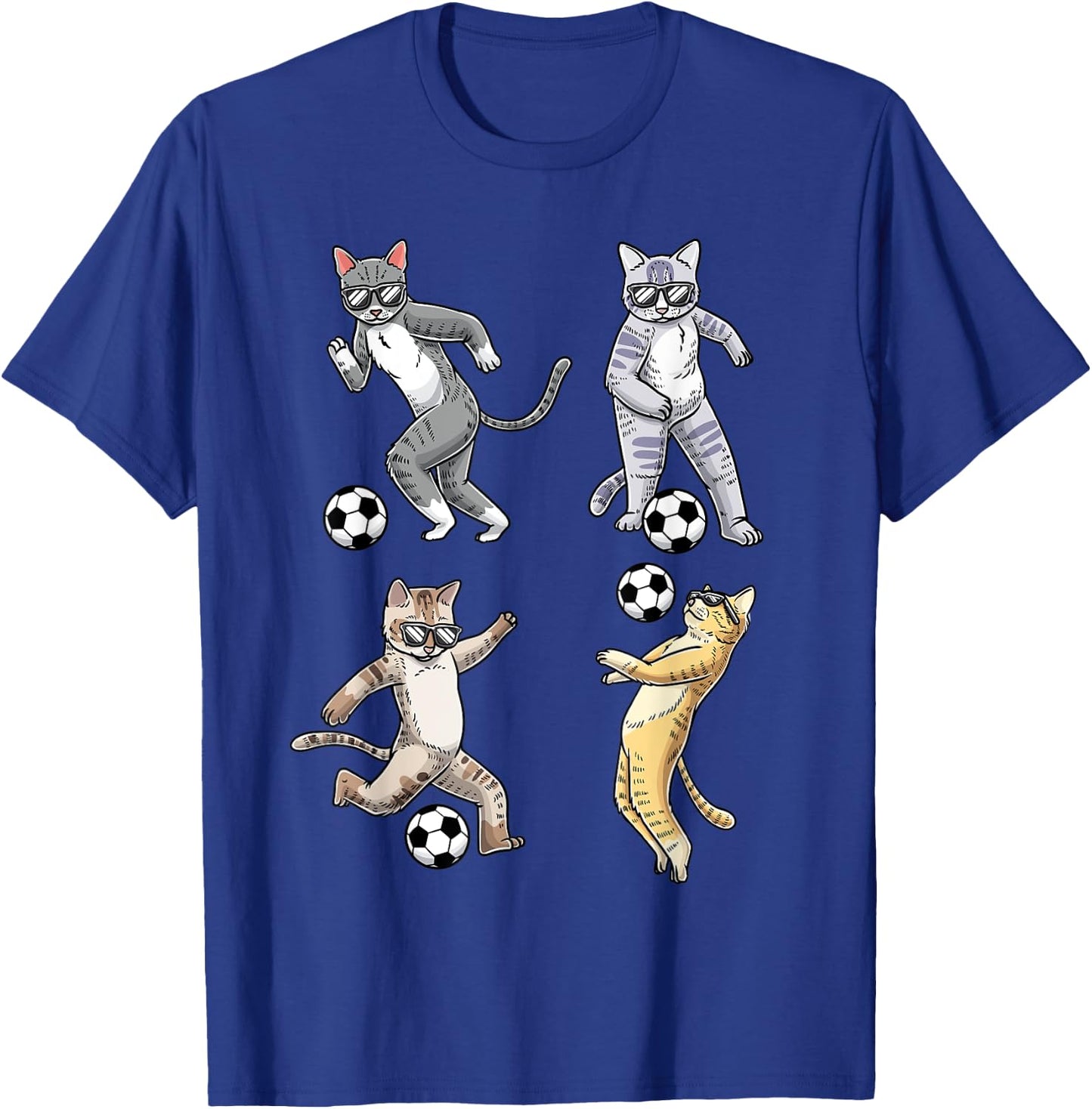 Funny Cat Lover Playing Soccer Player Pet Kittens Men Women T-Shirt - T-Shirt | Royal