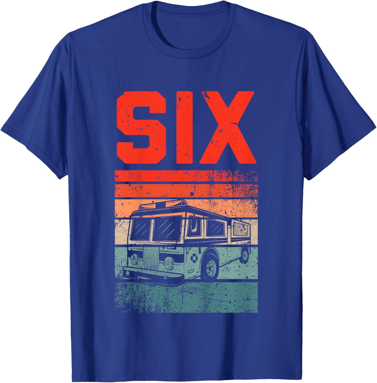 6 Year Old Shirt 6th Birthday Boy Firefighter Fire Truck T-Shirt - T-Shirt | Royal