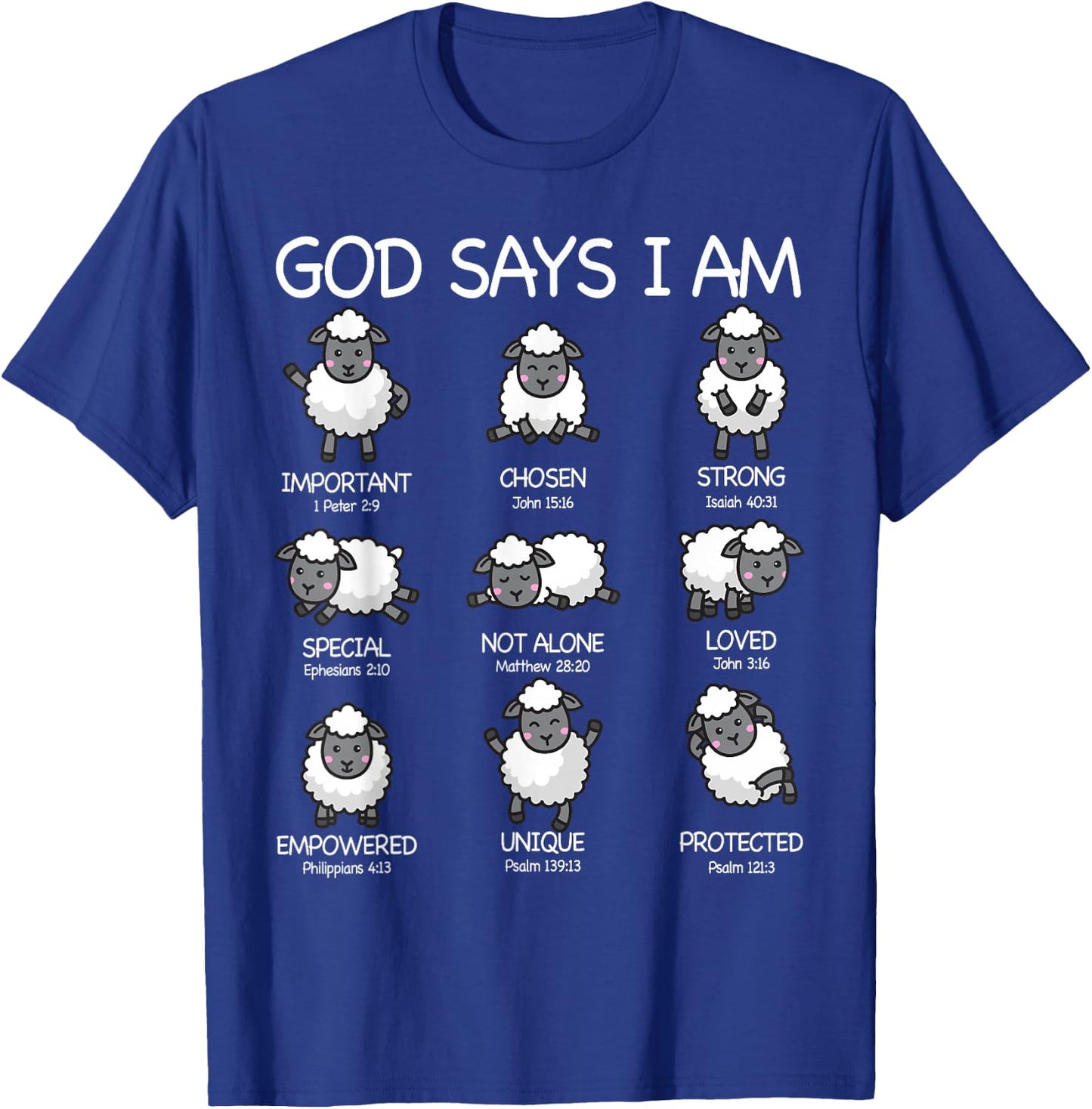 God Says I Am Cute Sheep Bible Verse Kids Toddler Girls T-Shirt - T-Shirt | Royal