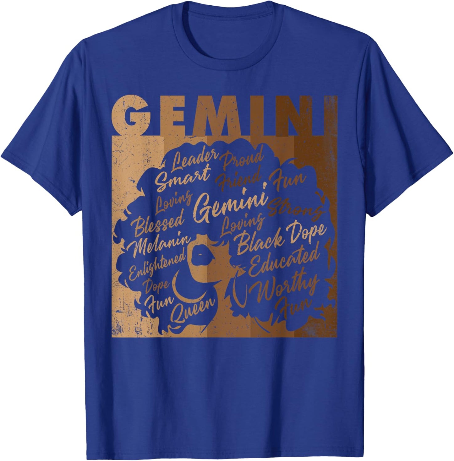 Gemini Girl African American Women Melanin Birthday T-Shirt - T-Shirt | Royal