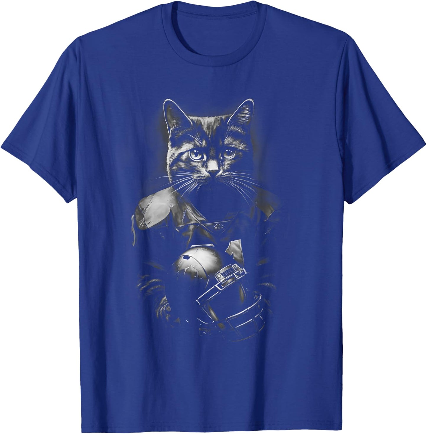Cool Cat Football Season Funny Football Accessories Cat T-Shirt - T-Shirt | Royal
