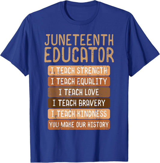 Juneteenth Educator Teach Strength Melanin Teacher Men Women T-Shirt - T-Shirt | Royal