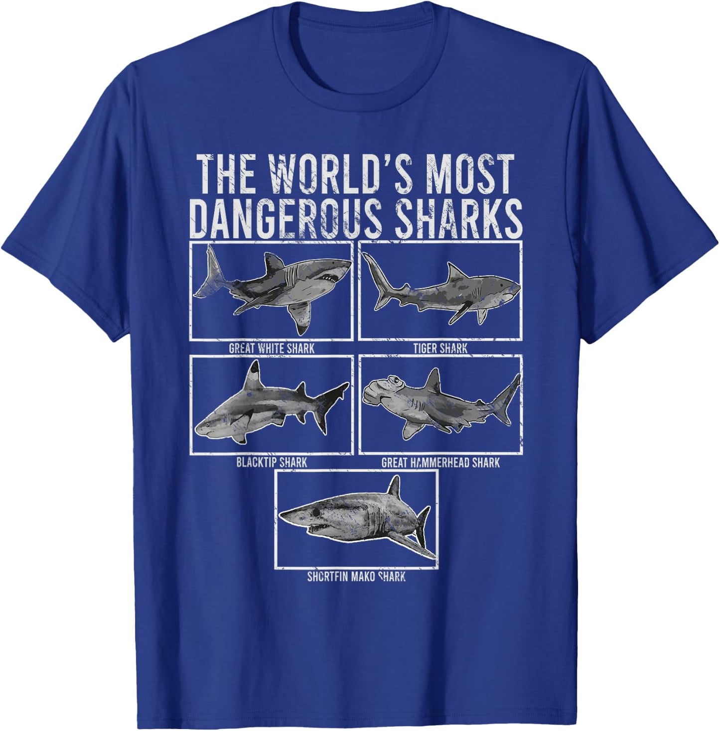 The world's most dangerous sharks vintage Shark Lover Ocean T-Shirt - T-Shirt | Royal
