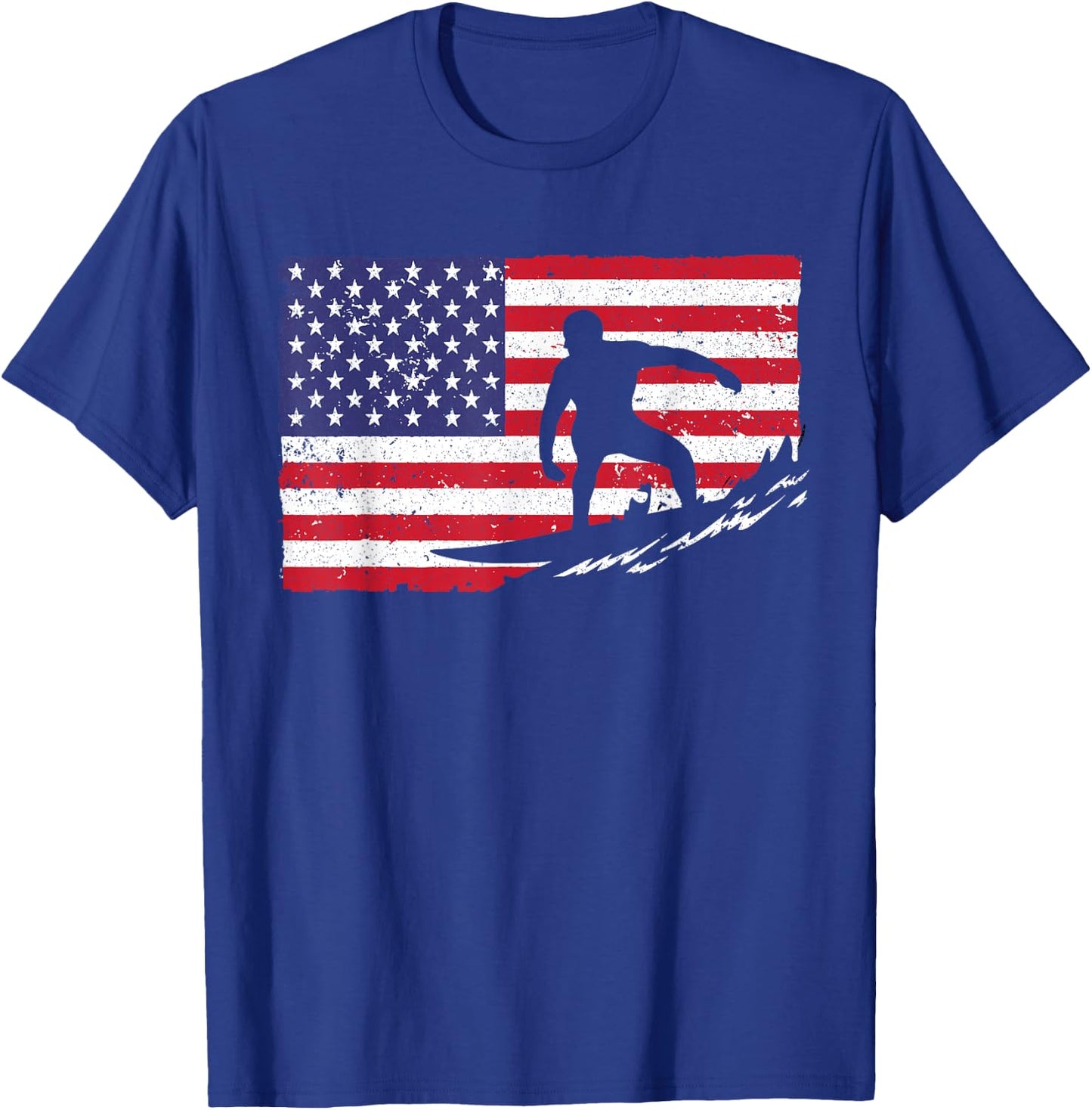 Cool Surfing Women 4th of July American Flag Surfer T-Shirt - T-Shirt | Royal