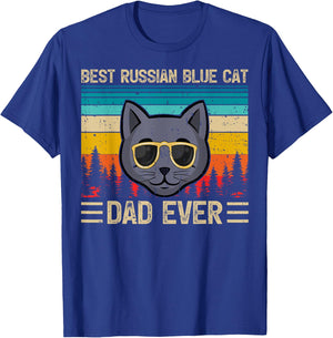 Vintage Funny Best Russian Blue Cat Dad Ever Father's Day Men T-Shirt - T-Shirt | Royal