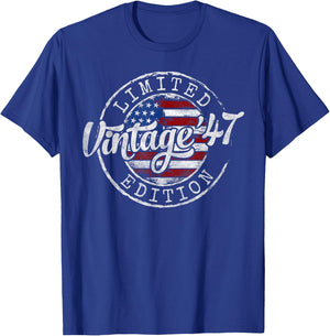 Vintage 1947 78th Birthday Gifts Women 78 Year Old T-Shirt - T-Shirt | Royal
