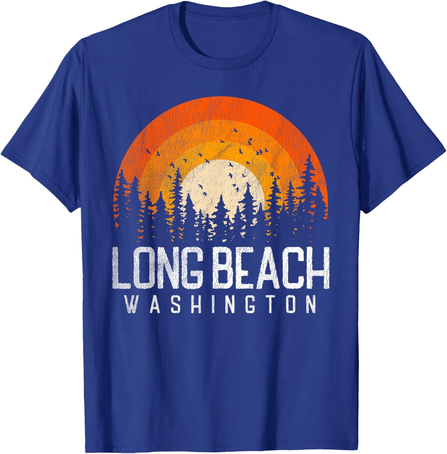 Long Beach Washington WA Shirt Retro 70s 80s Vintage Gift T-Shirt - T-Shirt | Royal
