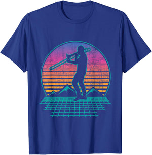 Retro Vintage Trombone Player - Trombonist Jazz Music Lover T-Shirt - T-Shirt | Royal